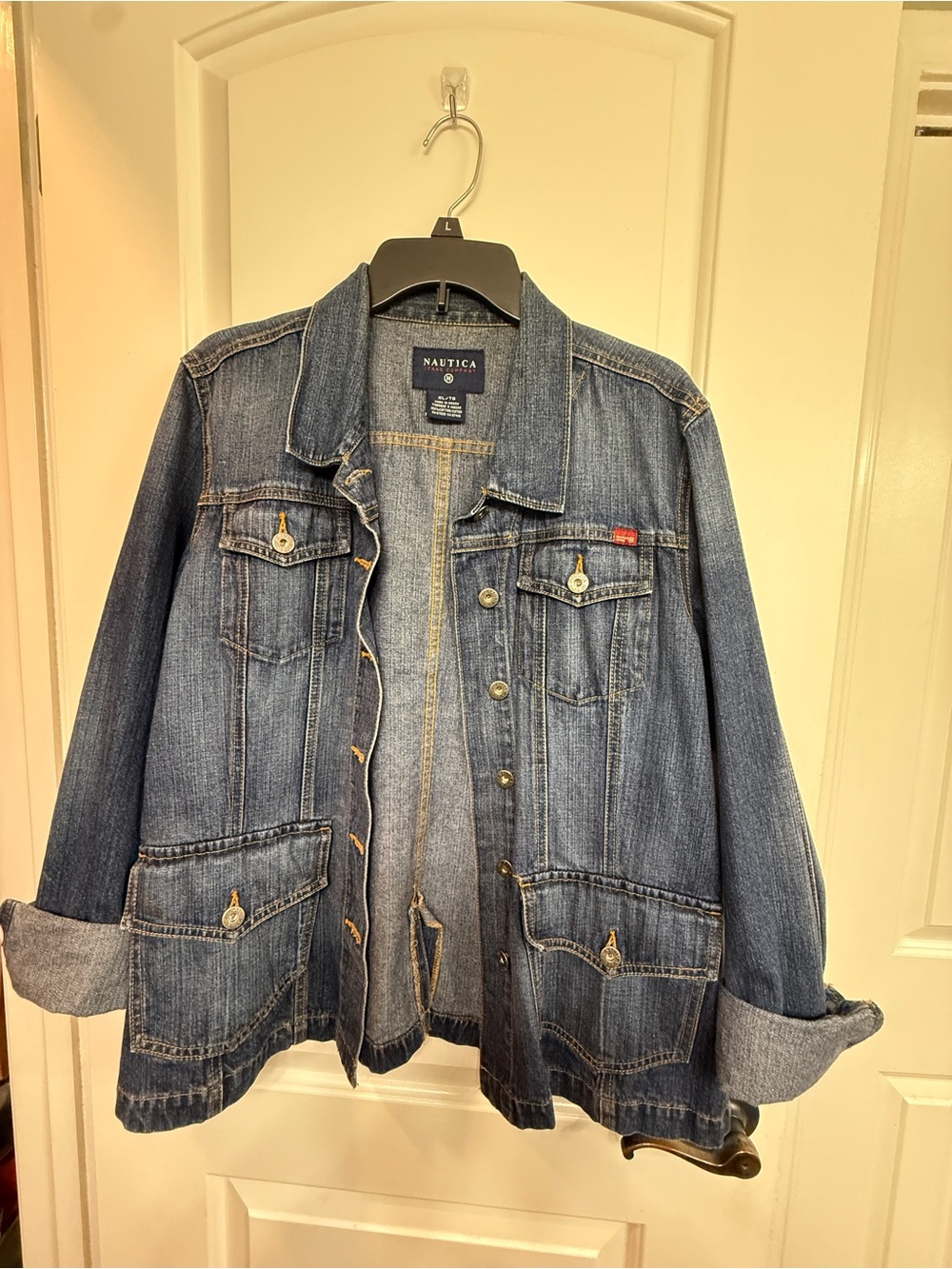Nautica Women’s  Washed Blue Denim Shirt Jacket